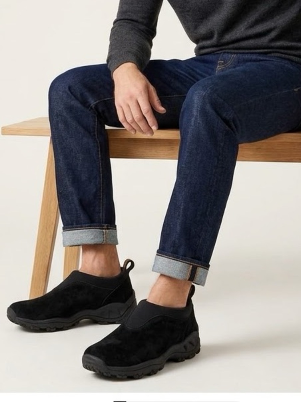 Merrell Black Suede Winter Moc slip ons 9